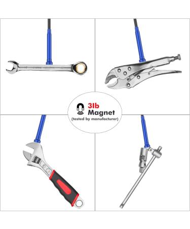 Housolution Magnetic Grabber Tool with LED Lights - Flexible Bendable Four-Claw Picker for Home Sink, Drain, and Litter Pick - Blue - Buy Online on GoSupps.com