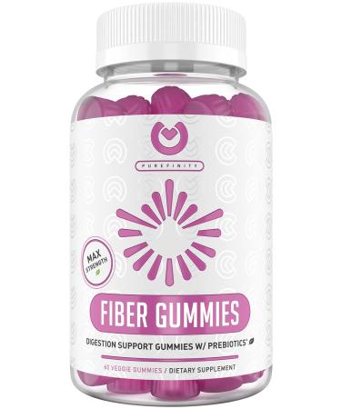 PUREFINITY Fiber Gummies Supplement for Adults & Kids  Sugar Free Dietary FOS Prebiotic Chicory Root Inulin Fiber Gummy for Digestive Health Gut Health & Constipation Relief - 60 Vegan Gummies