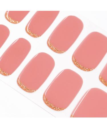 DANNI & TONI 28 Stickers Semi Cured Nail Wraps Soft Self-Adhesive Gel Nail Stickers(Glitter in My Eyes) Salon-Quality Gel Nail Polish Strips Manicure Stickers Set-Shimmer Powder