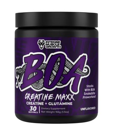 BOA Creatine MAXX Creatine + Glutamine - Creatine Supplement with L-Glutamine for Improved Performance Faster Recovery Increased Strength Enhanced Energy Reduce Fatigue - Unflavored (30 SERVINGS)