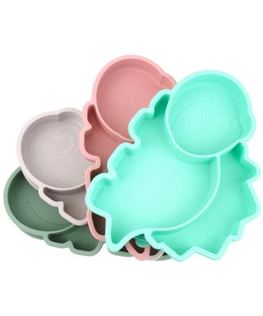 Silicone Baby Plates Divided - Non Slip Suction Toddler Plates | BPA Free, Dishwasher & Microwave Safe | Dino-Cyan - Buy Online on GoSupps.com