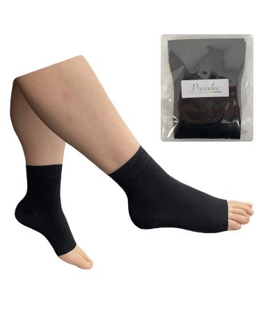 Ankle 20-30 mmHg Firm Compression Swelling Circulation Open Toe Sleeve Black L/XL
