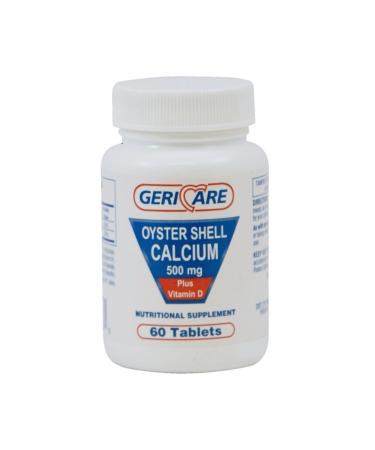 Gericare Oyster Shell Calcium 500mg + Vitamin D 60 Count (Pack of 1)