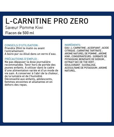 L-Carnitine Liquid Pro Zero Vegan Carnitine Enriched with Green Tea Sugar Free Fat Burner for Sports Draining Slimming Drink L-Carnitine French Laboratory Eric Favre Apple Kiwi - Buy Online on GoSupps.com