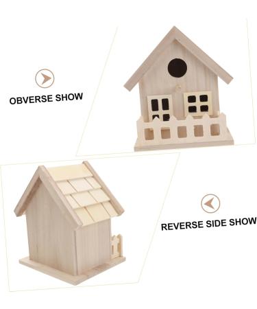 Exceart Unpainted Wooden Birdhouse Set - 3 Decorative Bird Cages (14x13cm) | Bulk Bird Nest Accessories for Garden - Buy Online on GoSupps.com