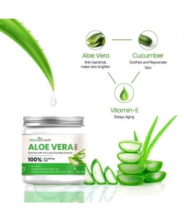 Natural Aloe vera gel for Face Skin & Hair (200 ml) | With Vit-E and Cucumber extracts | Non-Sticky Free from Parabens Silicon Mineral oil - Buy Online on GoSupps.com