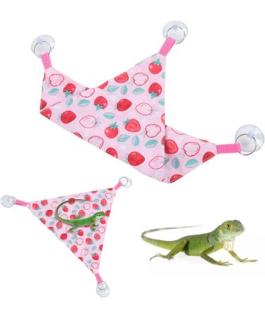 Alvinlite Reptile Hammock 2-Pack - Pink Strawberry Pattern Lizard & Bearded Dragon Climbing Accessories (33x33x46cm) - Buy Online on GoSupps.com