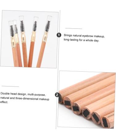 Healvian 2pcs Double Ended Eyebrow Pencil with Brush Eye Brow Pen Eyebrow Pencil Brown Brow Pen Brush Wood - Buy Online on GoSupps.com