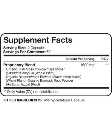 Nutrivein Premium Sea Moss 1600mg - 120 Veg Capsules | Boost Immunity & Overall Health - Buy Online on GoSupps.com