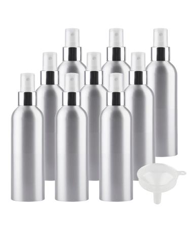 TIANZD 12 Pcs 200ml Empty Silver Aluminium Fine Mist Spray Bottle with White/Silver Metal Spray Head Refillable Travel Alu Bottles for Body Sprays Room Fragrances Perfumes Hair Garden Funnel Silver 200ml