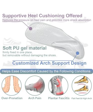 Dr.Foot Arch Support Shoe Inserts for Plantar Fasciitis Relief - Self-Adhesive Gel Insoles for Men & Women 2 Pairs (Small Transparent - Buy Online on GoSupps.com