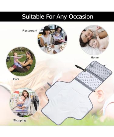 Menions Portable Nappy Changing Mat with Wipe-Pocket, Head Cushion, Waterproof Pad - Grey/Star Print | Travel Baby Change Bag for On-The-Go Parents - Buy Online on GoSupps.com