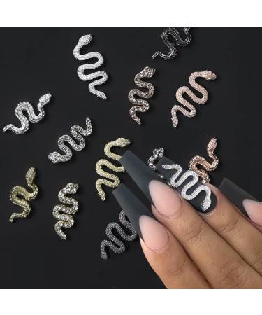 24pcs 3D Snake Nail Charms with Rhinestones - Gold & Silver Alloy Nail Gems for DIY Nail Art | Shiny Metal Snakes Jewelry Making Kit - Buy Online on GoSupps.com