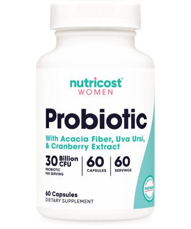 Nutricost Probiotic for Women 30 Billion CFU 60 Capsules - Complex with Acacia Fiber Uva Ursi & Cranberry Extract Non-GMO & Gluten Free