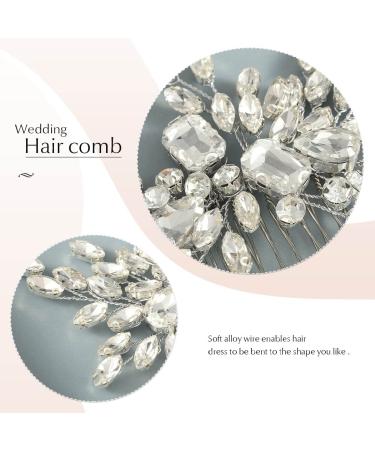 Catery Crystal Bride Wedding Hair Comb - Silver Bridal Side Combs for Women and Girls - Buy Online on GoSupps.com