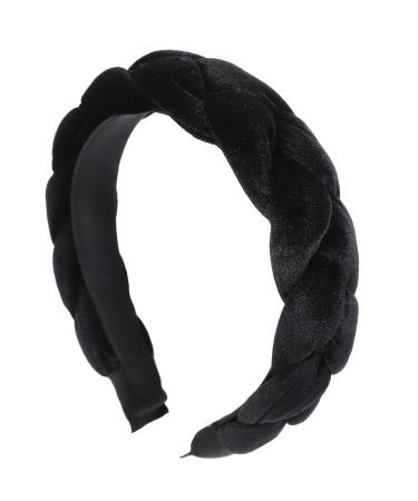 Braided Satin Headband for Women | Vintage Padded Hair Accessory - Black - Buy Online on GoSupps.com