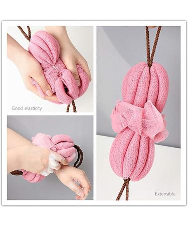 Qiviya Long Bath Loofah with Handle - Exfoliating Shower Pouf Ball for Men and Women (Pink) - Buy Online on GoSupps.com