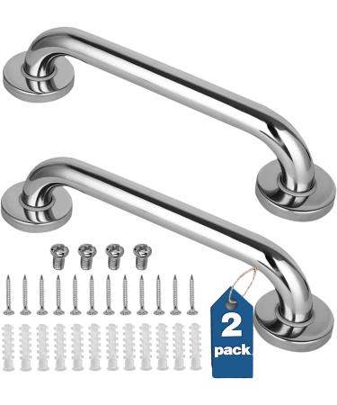 2 Pack Shower Grab Bar, Stainless Steel Bathroom Grab Bar, Shower Handle, Bath Handle, Grab Bars Senior for Bathroom (12 Inch)