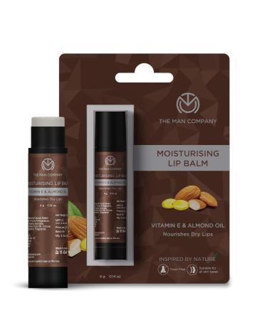 The Man Company Nourishing Lip Balm with Vitamin E Almond & Olive Oil | Soft Supple Moisturizes | Free from Dry/Chapped Lips - 4gm