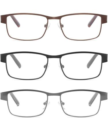 CRGATV 3-Pack Blue Light Blocking Metal Reading Glasses for Men - Anti UV/ Eye Strain - +2.25 Magnification - 3 Pack Mix Colors - Buy Online on GoSupps.com