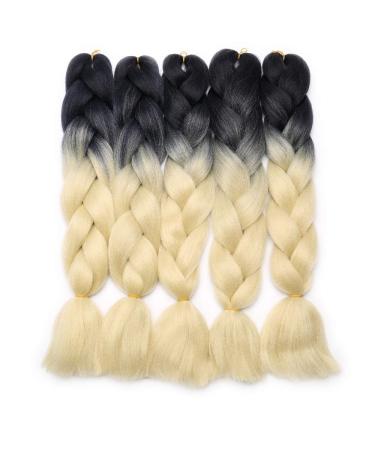 Buy Braids Extensions - Kanekalon Crochet Hair 5pcs 60cm Colorful Black & Light Blonde - Shop Quality Synthetic Hair for International Shipping! - Buy Online on GoSupps.com