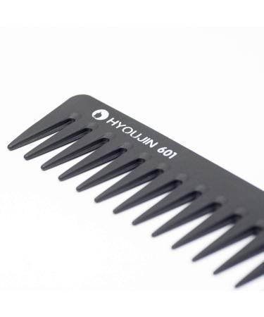 HYOUJIN 601 Black Carbon Wide Tooth Detangling Comb - Heat Resistant - Ideal for Long, Wet, Straighten, Curly Hair - Cutting Set - Buy Online on GoSupps.com