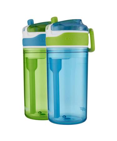 Contigo Kids Water Bottle with Straw - 2 Pack 14 oz - Kids Water Bottles  with Autospout Technology Spill Proof Easy-Clean Lid Design Ages 3 Plus Dishwasher  Safe Cosmos & Gummy Sharks