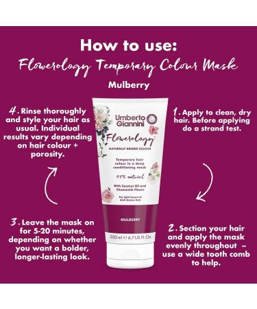 Umberto Giannini Flowerology Mulberry Temporary Hair Colour Mask 200ml - Vegan & Cruelty-Free - Buy Online on GoSupps.com