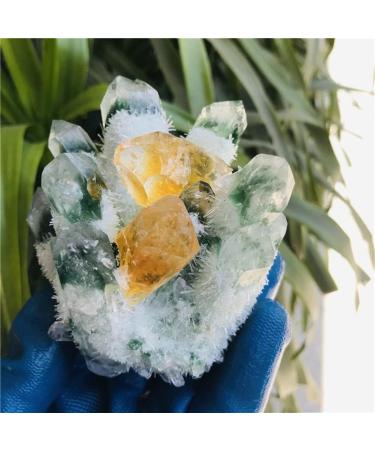 Natural Crystal Rough Home Decoration Quartz Cluster Natural Green Ghost Crystal Cluster Inlaid with Yellow Specimen Stones (Size : 400-500g) - Buy Online on GoSupps.com