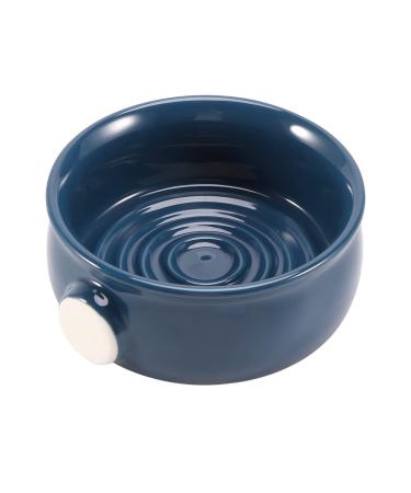 SHAPOKY ceramic men's shaving mug bowl cup thread bottom wide opening for shaving brush and shaving soap dark blue