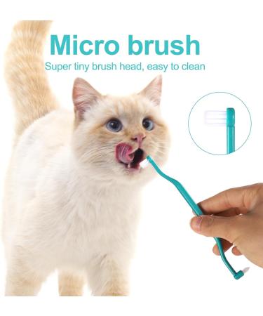 Wheeleroa Cat Toothbrush Set - 2 Double-Sided Brushes for Deep Cleaning Kittens & Cats | Microba Head & Curved Handle | Green & Pink Accessories - Buy Online on GoSupps.com
