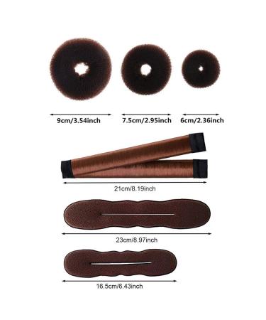 iFlyMars 3PC Hair Donut Bun Makers + 2PC Foam Sponge Shapers + French Twist Clip + Snap Bun Makers + 10 Elastic Bands + 20 Hair Pins (Brown) | Hairstyle Kit - Buy Online on GoSupps.com