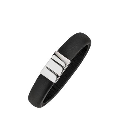 Magnetix wellness leather magnet hard band I magnetic jewelry black with attractive jewelry closure i Effective men's bracelet with powerful magnet XL