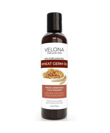 velona Wheat Germ Oil USP Grade 4 oz | 100% Pure and Natural Carrier Oil | Unrefined  Cold Pressed | Cooking  Face  Hair  Body & Skin Care | Use Today - Enjoy Result