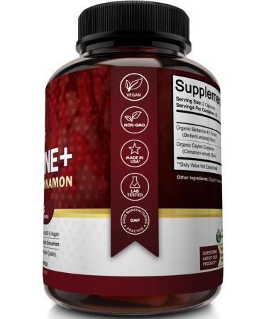 NutriFlair Organic Berberine with Ceylon Cinnamon 1450mg - 120 VEGETARIAN Capsules - Buy Online on GoSupps.com
