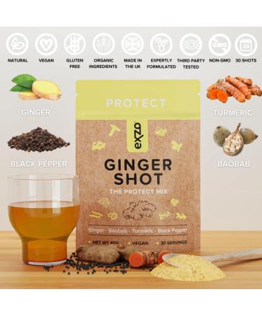 Ginger Shot with Turmeric and Black Pepper Powder Vitamin C and Zinc - 30 Shots - Buy Online on GoSupps.com