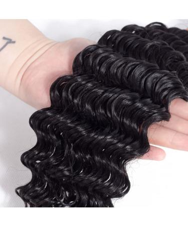 Abbily 20Inch Brazilian Deep Wave Hair Bundles - 10A Virgin Human Hair, Natural Black - Buy Online on GoSupps.com