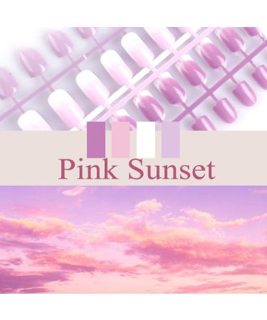 Laza 96 Pcs Colorful Fake Nails 4 Pack Lavender Violet Square Full Cover Short UV Coated Acrylic Nails - Pink Sunset 96 Count - Buy Online on GoSupps.com
