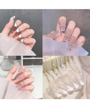 10 pcs Nail Rhinestones Chain Gold Silver Pearl AB Colors Crystal 3D Decorations - Buy Online on GoSupps.com