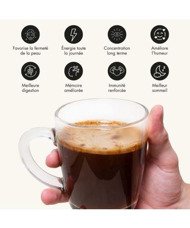 Caf Adaptog ne aux Champignons en Poudre | Complex Lions Mane Cordyceps Chaga | Mushroom Coffee nergie et Concentration | Caf soluble - 30 portions (140g) - Buy Online on GoSupps.com