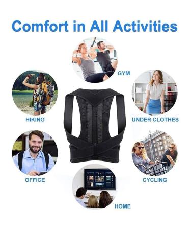 Posture Corrector for Men Kids Double-Layer Breathable-Adjustable Waist Support Lumbar Belt Back Straightener for Upper Back Pain Relief Black XXX - Buy Online on GoSupps.com