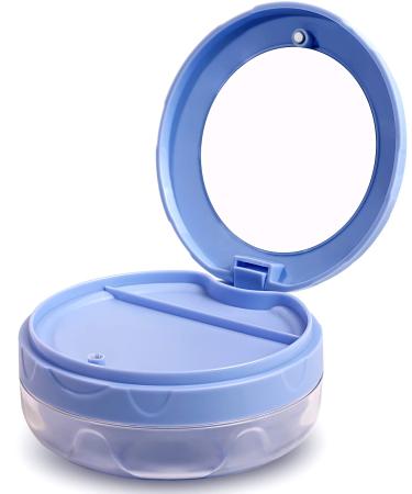 Uouovo Leak Proof Dental Retainer Case Denture Cleaning Case Denture Bath Case Denture Case Retainer Cleaning Case Mouth Guard Perfect for Travel Denture Cups for Soaking Dentures & Mirror (Blue)