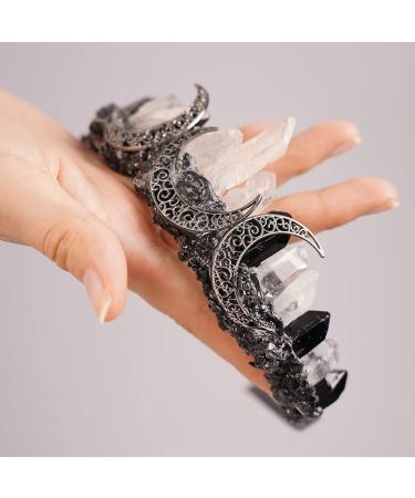 JWICOS Raw Crystal Quartz Crown Headband - Silver Moon Goddess Tiara for Women and Girls Halloween Costume - Buy Online on GoSupps.com