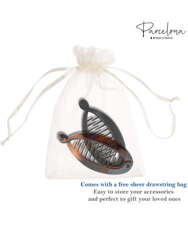 Parcelona French Mini Brown Tortoise Shell & Black Banana Hair Clip - Ideal for Fine Hair - Buy Online on GoSupps.com
