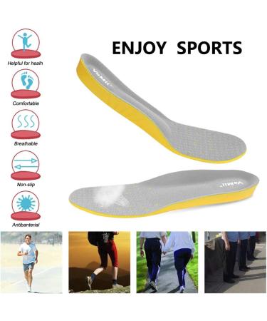 VoMii Memory Foam Insoles | Arch Support for Plantar Fasciitis | Shock Absorbing Shoe Inserts for Men, Women, Kids | Comfortable & Breathable | Relieve Foot Pain - Gray, Size L - Buy Online on GoSupps.com