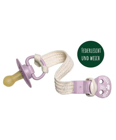 Nip Stay Green Organic Cotton Pacifier Tape - Adjustable Clothing Protector - Made in Germany - Violet - Buy Online on GoSupps.com