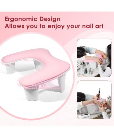 U-shaped Nail Tech Arm Rest Pillow - Premium Microfiber Leather Cushion for Acrylic Manicure - Pink - Buy Online on GoSupps.com