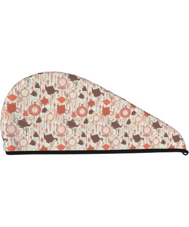 Shop Soft Super Absorbent Tea Theme Microfiber Hair Towel Wrap - Quick Dry Coral Velvet for Long Curly & Thick Hair - Buy Online on GoSupps.com