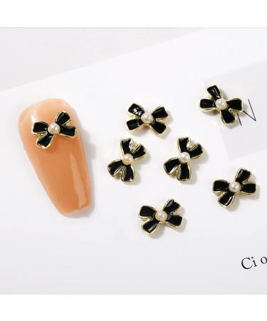 FEIlei 10Pcs 3D Bow Nail Charms Pearl Bowknot Nail Art Decorations Metal Nail Studs - Buy Online on GoSupps.com