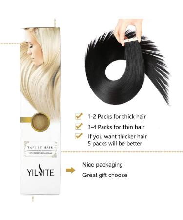 Yilite Jet Black Tape Extensions | 35cm Real Hair 20 Pieces Invisible Silky Straight Shop Now! - Buy Online on GoSupps.com